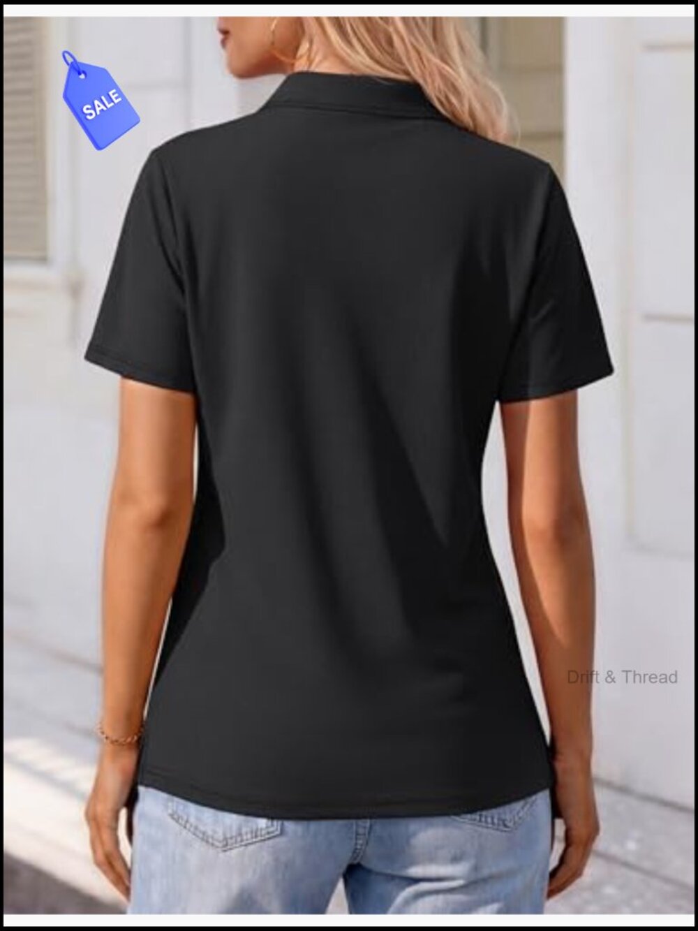 Women's Short Sleeve 3-Button Polo Shirt Cotton Blend Business Casual Summer Top - Picture 3 of 7